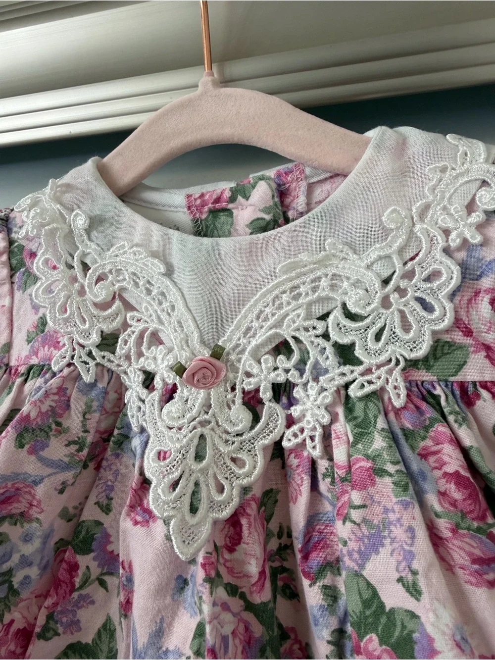 Vintage 90’s Carter’s Pink Floral Lace Baby Dress